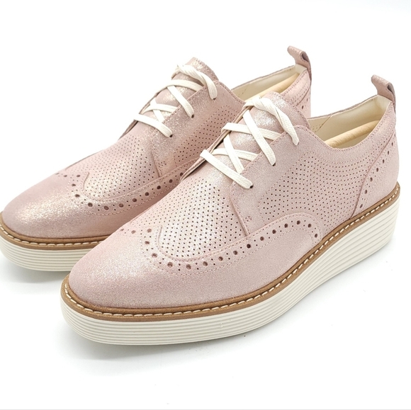 Cole Haan Women's Originalgrand Platform Wing Tip Oxford Rose Gold Shimmer - Picture 3 of 11
